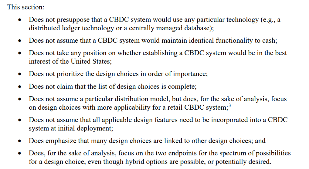 White House OSTP department analyzes 18 CBDC design choices for the US
