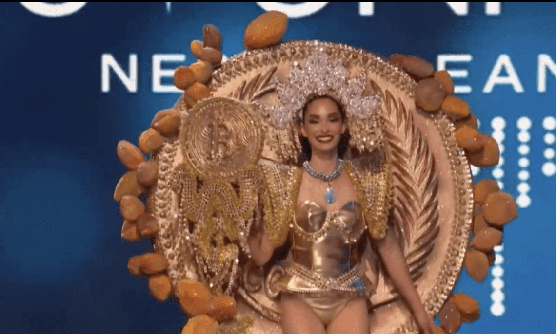 Miss Universe contestant represents El Salvador with Bitcoin-inspired costume