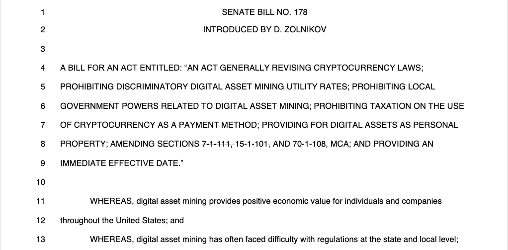 Montana’s ‘right to mine’ crypto bill moves closer to passing as law
