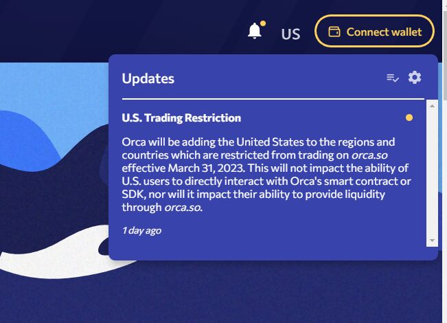 Orca DEX to block US users from trading with its interface