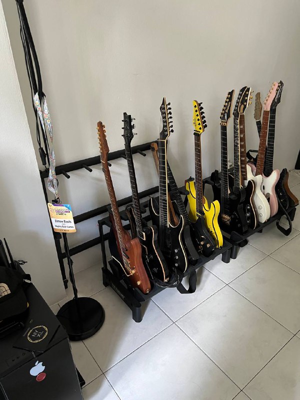 Mighty Bear Games' Simon Davis' guitar collection