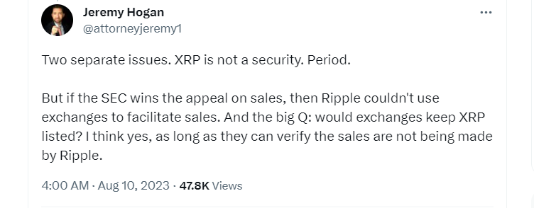 'XRP is not a security. Period' — crypto lawyers on Ripple’s case amid SEC appeal